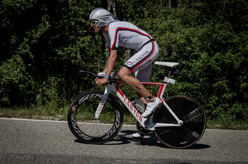 Boris Stein nochmal auf dem Rad beim IRONMAN France 2015